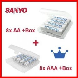 SPARSET: Sanyo Eneloop 8 x AA + 8 x AAA Akkus für 24,99 € versandkostenfrei bei Amazon