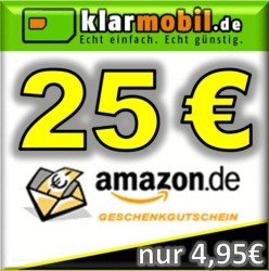 25,00€ amazon Gutschein beim Kauf einer klarmobil PostPaid SIM-Karte (15€ Guthaben) für 4,95€ bei ebay