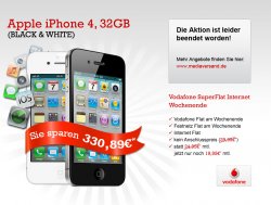 iPhone 4 mit 32 GB Speicher und Vodafone Daten-Flat für 19,95 Euro im Monat
