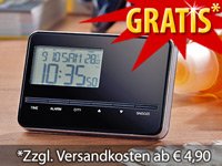 Gratis Ultraflacher Reise-Funkwecker mit Weltzeit & Thermometer bei pearl