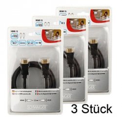 3 Stück  SCHWAIGER HDMI Anschlusskabel für 14,99 incl. Versand @ebay