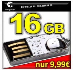 congstar Prepaid SIM-Karte 10Euro Start + 16GB USB Stick Pico gratis nur 9,99Euro @eBay
