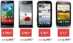 Lagerverkauf bei sparhandy: kostenlose Handyverträge mit Handy (LG, HTC, …) ab 1€