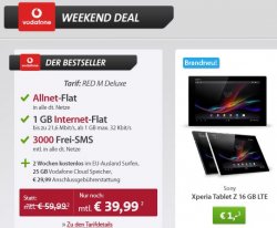 Sparhandy Weekend-Deal: Vodafone RED M All-Net Flat für 39,99€ inkl. Samsung Galaxy S4, Tablet-PC oder beidem :)