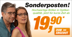 Brillen Sonderverkauf auf Brillen.de: komplette Brille mit Glas nur 19,90€