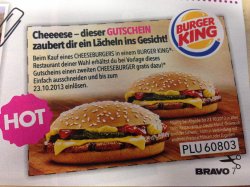 2 Cheeseburger zum Preis von einem durch Gutschein @Burger King