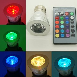 3W E27 RGB LED 16-Farbwechsel Strahler Lampe mit Fernbedienung für 5,90€ inkl. VSK bei Ebay