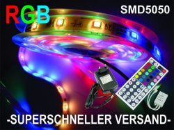 5m RGB LED-Strip Leiste mit Fernbedienung & Netzteil für 22,31€ @eBay + kostenloser Versand