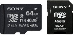 SONY SR64UYA microSDXC Karte 64GB Class 10 für 35 € (54,83 € Idealo) @Saturn