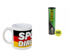 Dose Dunlop Tennisbälle für 2,39€ oder Tasse (Sportsdirect-Logo) in Deutschlandfarben für 0,50€