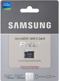 Samsung Pro microSDXC 64GB Class 10 UHS-I für 14,49€ inkl. Versand [idealo 34€]@ ebay (Versand Litauen)