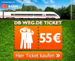 Exklusiv & nur für kurze Zeit: DB von @weg.de Ticket für 55€ für 2 Personen