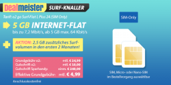 5 GB Internet-Flat bis 7,2 Mbit für 4,99 € monatlich @Sparhandy