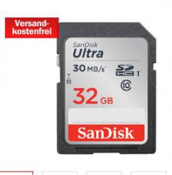 SANDISK SDHC Ultra 32GB Class 10 nur 11,00€ – inkl. Versand @mediamarkt.de