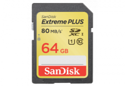 SANDISK SDXC Extreme Plus 64GB, Class 10, UHS-I, 80MB/Sec für 49,00 € (70,50 € Idealo) @Saturn