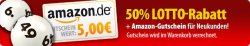 50 Prozent Rabatt auf Lotto 6 auf 49 + 5 Euro Amazon Gutschein @ Tipp24