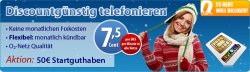 discoTEL PLUS 7,5Cent + 50€ Guthaben für effektiv 0,01cent ( Max. 3 Karten) @Null.de