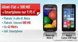 Handy-Bundle: Motorola Moto E + TELE2 Allnet Flat + 500MB Daten für effektiv nur 9,95€ im Monat @handybude