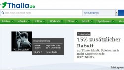 Thalia + buch.de: 15% Gutschein für Neu- und Bestandskunden ohne MBW