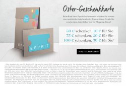 Extra Gutschein bei Kauf einer Geschenkkarte @Esprit Oster-Aktion