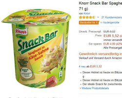 Knorr Snack Bar Spaghetti im 8er Pack  für 5,52 EUR @amazon