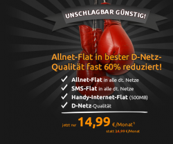 Telekom Allnet-Flat mit 500MB Internet und SMS-Flat für 14,99€ mtl. @Crashtarif