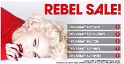 Weekend REBEL SALE! 15% bis 20% auf DVD BLU-RAYS CD GAMES VINYL sparen @wowhd.de