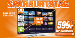 15 Jahre Expert – Sparburtstag @Expert z.B. SAMSUNG UE55H6290SSXZG 138 cm (55 Zoll) 3D Smart TV für 599,00 € (669,00 € Idealo)