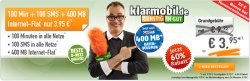Klarmobil AllNet Starter (100 Freiminuten, 100 Frei-SMS und 400MB Daten) für 3,95 € mtl.