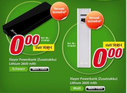 Ab 25€ Bestellwert eine Xlayer Powerbank (Zusatzakku) Lithium 2600 mAh gratis mitbestellen @voelkner