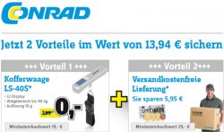 Conrad: Gratis Kofferwaage Wert: 7,99€ (MBW: 19€) + Gratis Versand im Wert von 5,95€ (MBW: 29€)
