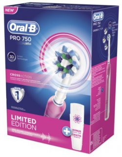 Elektrische Zahnbürste Braun Oral-B PRO 750  mit Reiseetui, rosa für 33,83 € [ Idealo 49,95 € ] @ Amazon