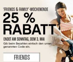 Online: Reebok Friends & Family Wochenende | 25 % Rabatt | auch auf Outlet Produkte