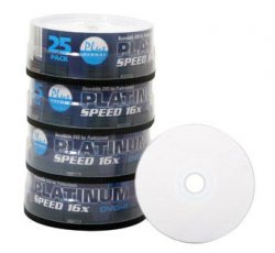 PLATINUM DVD+R 4.7 GB voll bedruckbar – 16x – 100 Stück in Cakebox für 0€ bei einem MBW von 20€