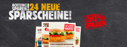 Sparscheine für Mai und Juni @Burger King  – Bis zu 50% Rabatt z.B. Pommes für 50 Cent und 2-für-1 Aktionen