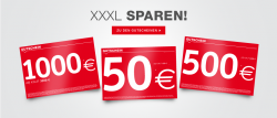 20€, 50€, 500€, 1000€ und Gratis Speditionsversand Gutscheine mit MBW für XXXL-Onlineshop