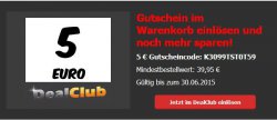 Dealclub…Neuer 5€ Gutschein bei MBW von 39,95