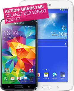 Samsung Galaxy S5 LTE 16GB + Gratis Samsung Galaxy Tab 3,7.0 für 389,95€ [idealo 468,95€] @Telekom
