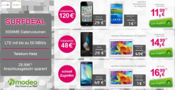 D1: 3GB FlatLTE  ab 11,99€ mtl. + Smartphone/Tablets ab 1€ Zuzahlung @Modeo Superdeal Weekend