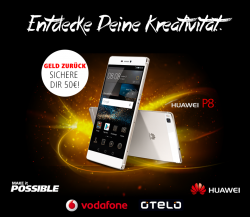Vodafone & Otelo:  Huawei P8 Cashback: 50€ Geld zurück Aktion