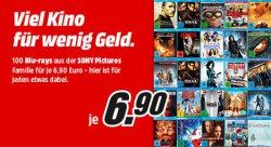 100 Blu-rays von SONY Picturs bei MediaMarkt für je 6,90€