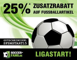 25% Zusatzrabatt auf alle Fußball-Artikel + 10€ bet-at-home Wettgutschein