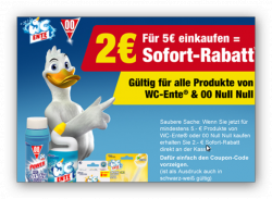 2€ Rabatt beim Kauf von WC-Ente & 00 Null Null Produkten