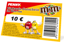 Bis 29.08. bei PENNY M&Ms kaufen und für den Einkaufswert bis 10€ einen PENNY-Einkaufsgutschein erhalten