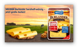 MILRAM Burlander herzhaft-würzig Käse – jetzt gratis testen! @ Milram