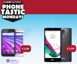 PhoneTastic Mondays: Allnet-Flat S (Allnet-Flat + Internet-Flat ) mit Motorola Moto G 3. Generation (228,90 € Idealo) oder LG G4 c (199,89 € Idealo) für 13,90 € mtl @Sparhandy