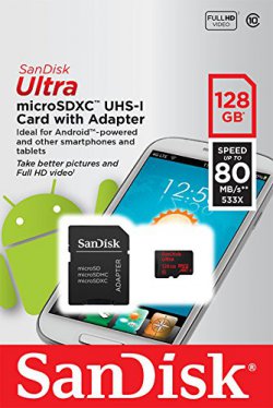SanDisk Class 10 Ultra microSDXC 128GB UHS-I mit SD-Adapter, bis zu 80MB/s lesen für 67,31€ @amazon (idealo: 88,49€)