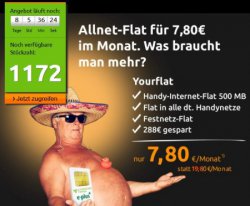 Saugünstige ePlus/O² Allnet Flat inkl. 500MB Daten für nur 7,80€ mtl. @crash-tarife.de