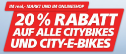 20% Rabbatt auf Citybikes bei real,- on- und offline (Damenfahrräder ab 139,65€ statt 179€ im Markt mit PAYBACK)
