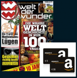 bauer-plus.de: Welt der Wunder für 1 Jahr rechnerisch für 5,60 Euro durch 40 Euro Amazon Gutschein